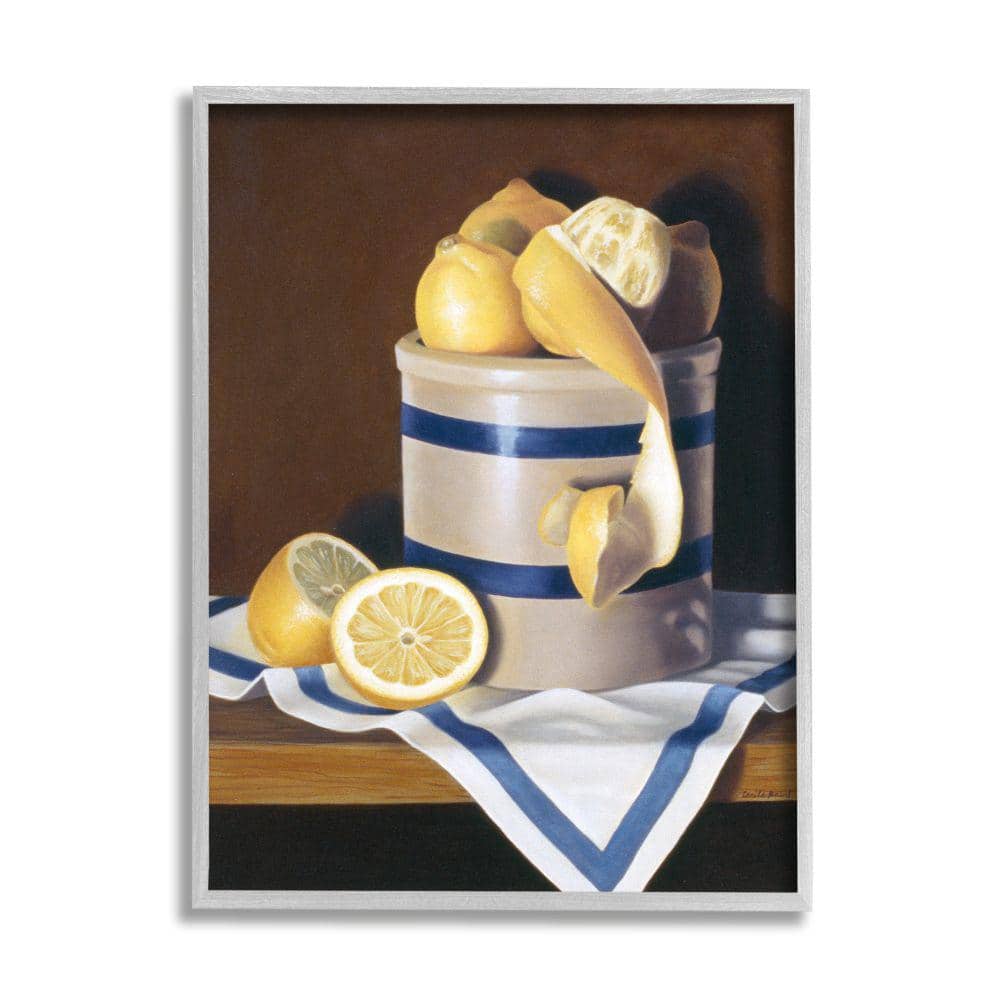 Stupell Industries Realistic Country Lemon Peel Jar Still-Life Painting by Cecile Baird Framed Country Wall Art Print 24 in. x 30 in., Multi-Color -  ab-617_gff24x30