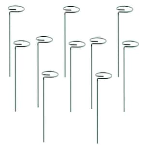 10 in. Plant Support Stakes 10-Pack Garden Flower Stem Support Stake Iron Plant Cage Round Support Ring