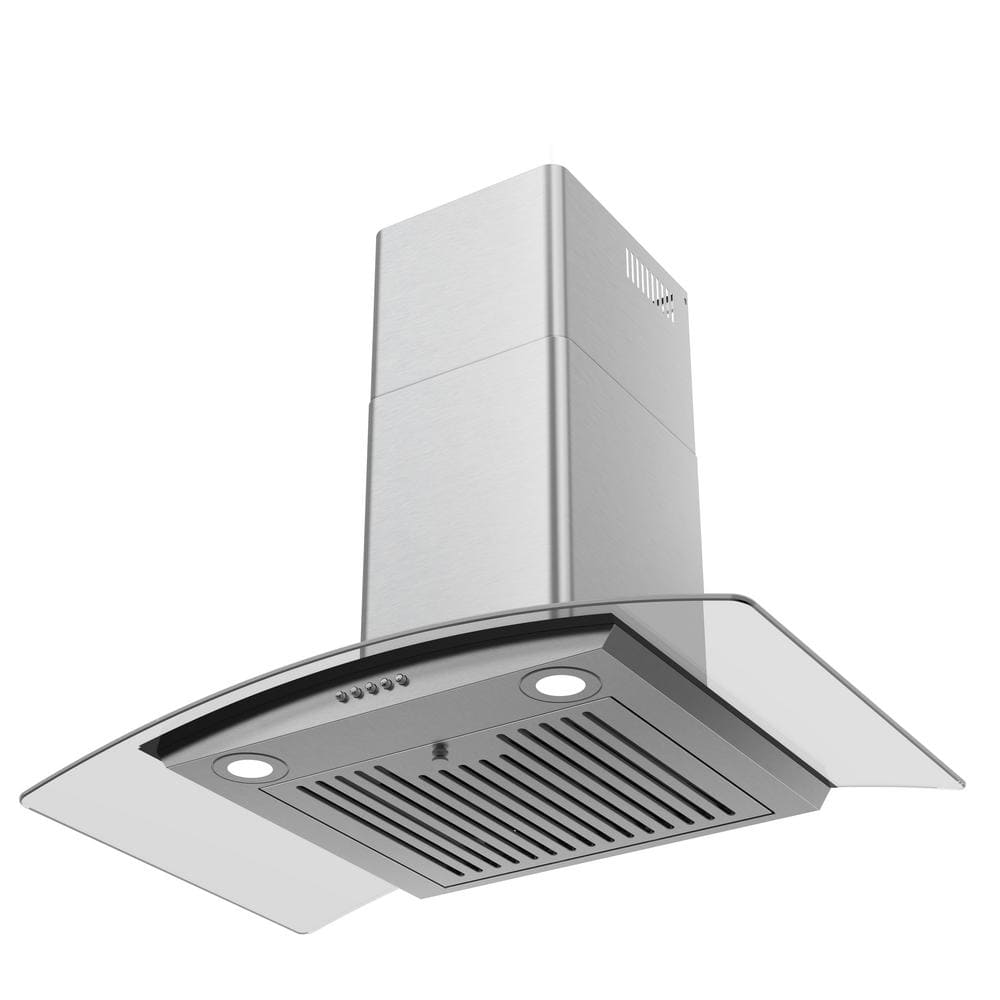 30 in. Gray Ducted Wall Mount Range Hood in Stainless Steel with LED Lighting and Filters