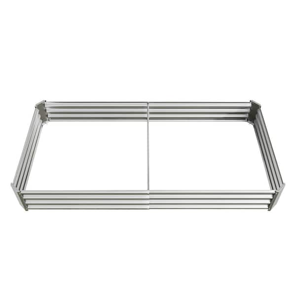 Tenleaf 7.60 ft. x 3.70 ft. x 0.98 ft. Rectangle Silver Metal Raised Garden Bed, Outdoor Garden Raised Planter Box