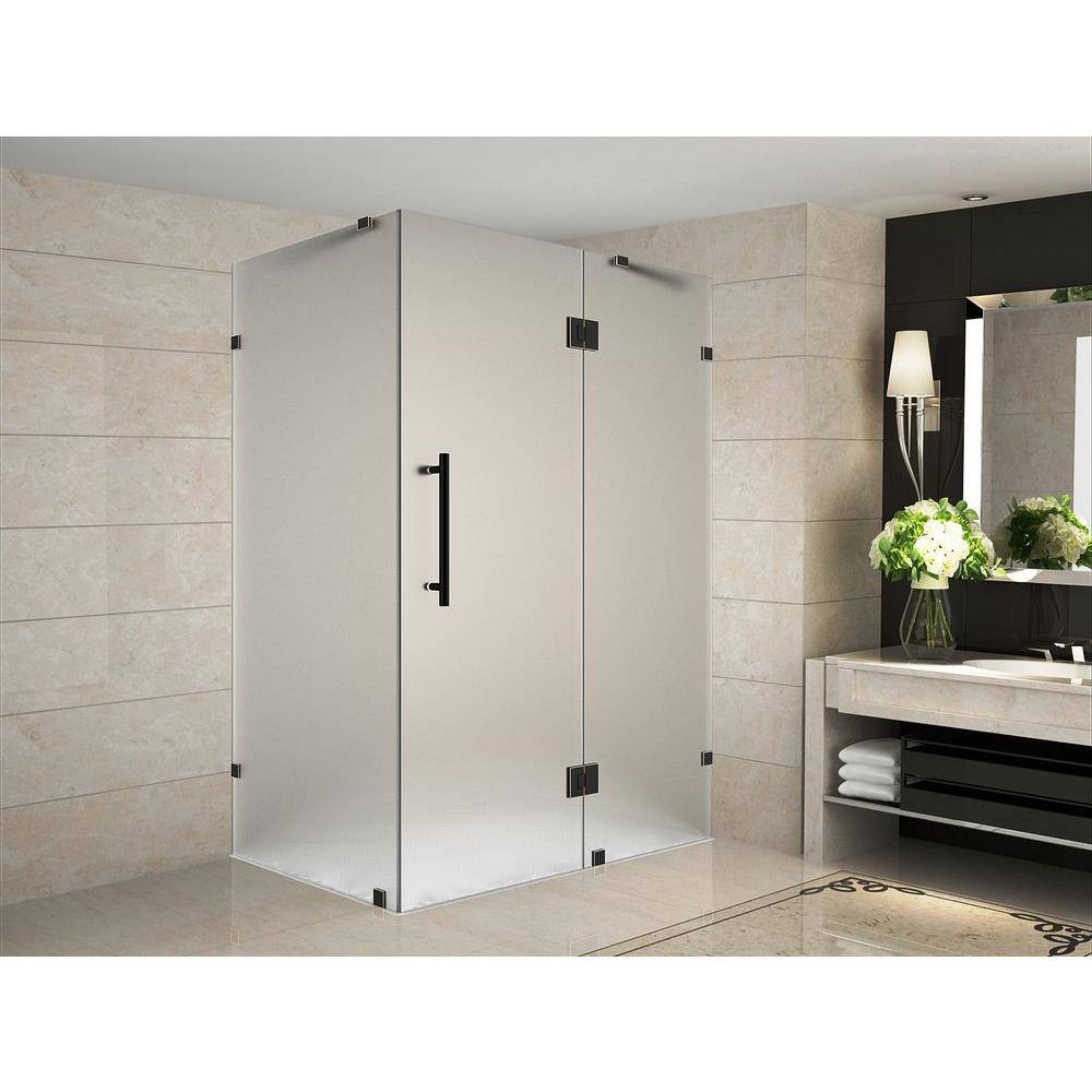 Avalux 40 in. x 30 in. x 72 in. Completely Frameless Hinged Shower Enclosure with Frosted Glass in Oil Rubbed Bronze price history on PriceWatchPro