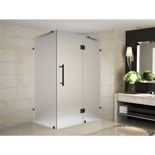 Aston Avalux 48 in. x 32 in. x 72 in. Completely Frameless Hinged Shower Enclosure with Frosted Glass in Oil Rubbed Bronze