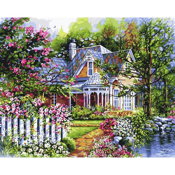 Plaid Paint by Number 16 in. x 20 in. 24-Color Kit Victorian Cottage Paint by Number