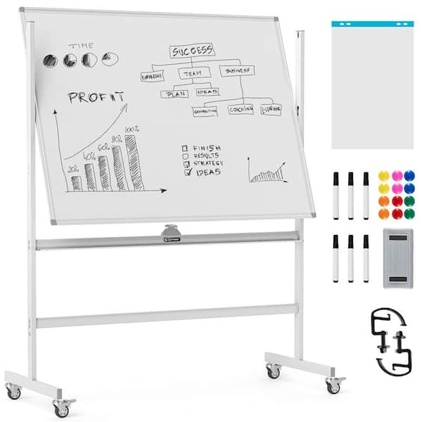 Rolling Whiteboard with Stand 48" x 36" Double-Sided Magnetic Dry Erase Board with Flipchart