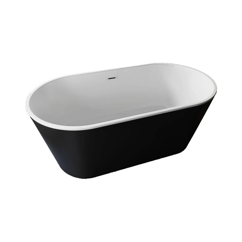 Lustrous 67.00 in. x 29.53 in. Soaking Bathtub with Center Drain in Black