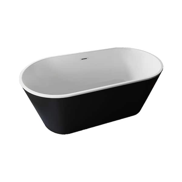Aoibox Lustrous 67.00 in. x 29.53 in. Soaking Bathtub with Center Drain in Black
