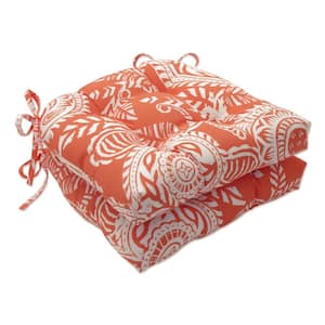 Paisley 16 in. x 15.5 in. 2-Piece Outdoor Dining Chair Cushion in Orange/Ivory Addie