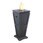 11.8 in. W x 11.8 in. D LP Gas Fire Pit with Match Light Ignition and Black Fire Glass