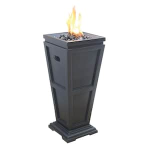 11.8 in. W x 11.8 in. D LP Gas Fire Pit with Match Light Ignition and Black Fire Glass