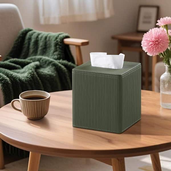 Numhew Tissue Box Cover Square with Magnetic Closure, PU Leather