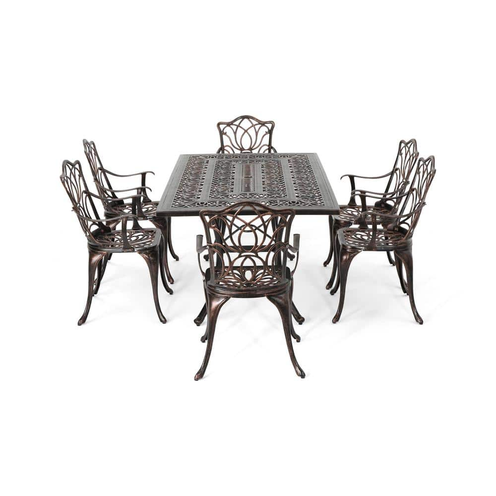 gardena outdoor 7pc cast aluminum dining set