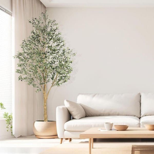 10 ft. Artificial Olive Tree in Pot with Branches and Fruits