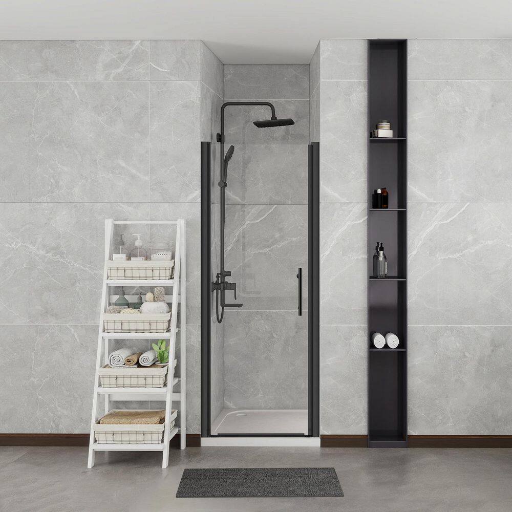 26 in. W x 68 in. H Pivot Framed Shower Door in Matte Black with Temper Glass price history on PriceWatchPro
