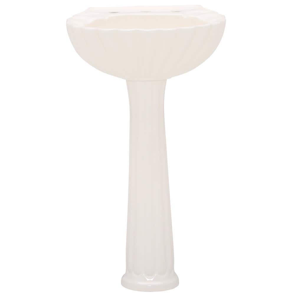 Bali 19'' White Vitreous China Pedestal Sink with Overflow