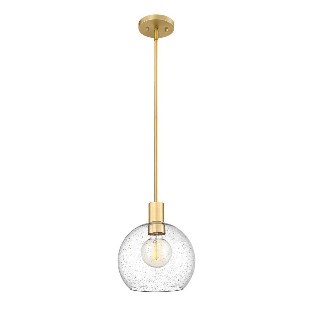 1 Light Pendant In Modern Style-11 Inches Tall And 9.75 Inches Wide-Olde Brass Finish-Clear Seedy Glass Color Z-Lite 7501P10-Obr
