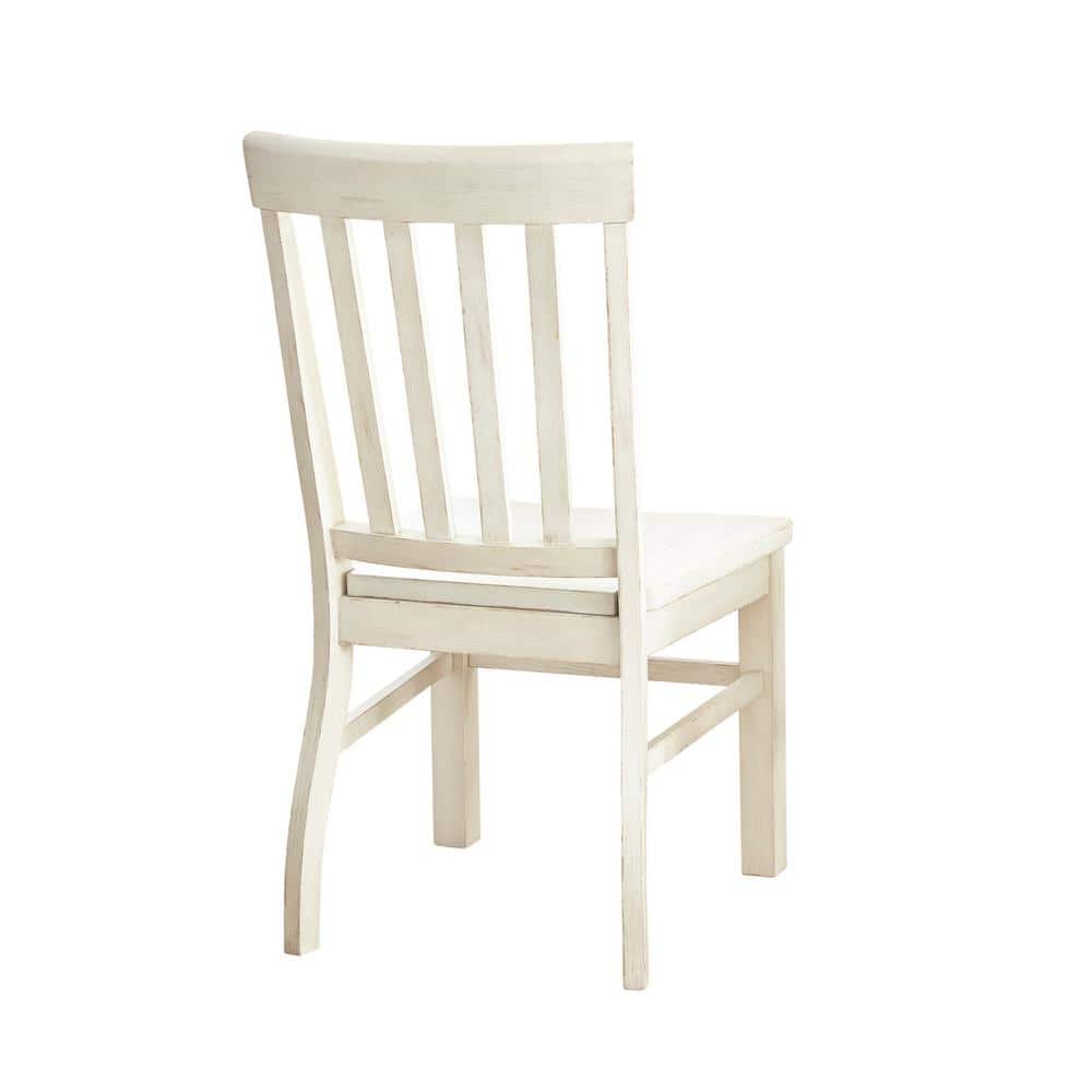 White High Back Wood Slat Side Chair Set