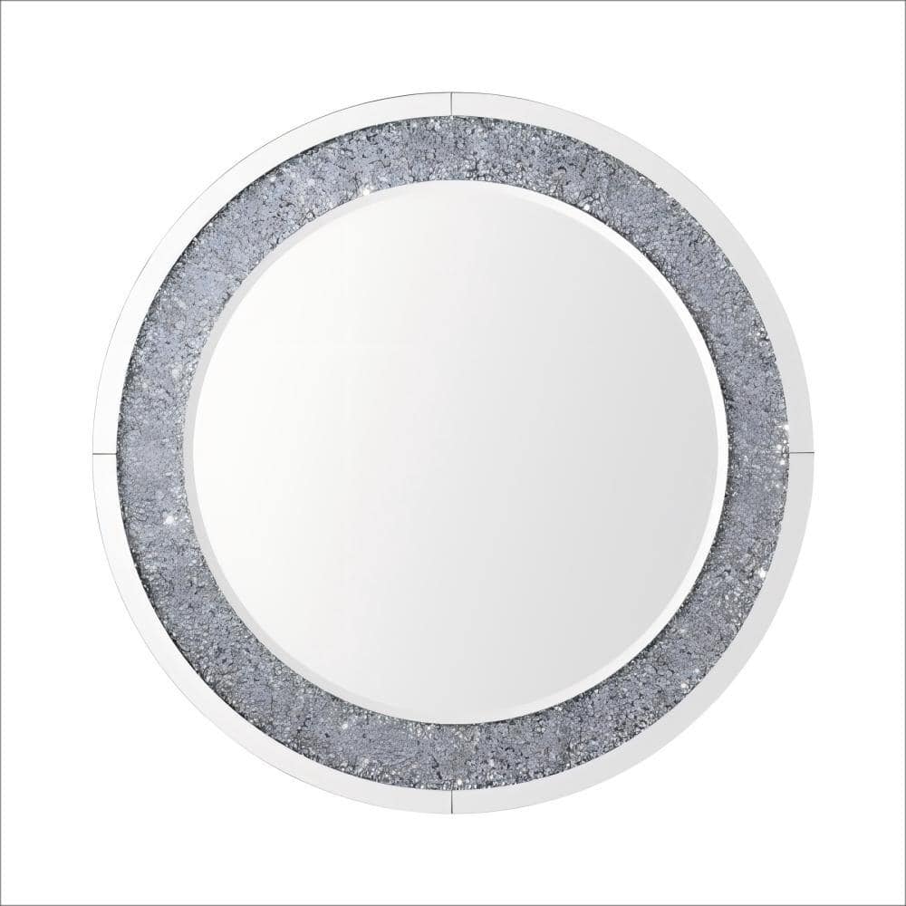 31.5 in. W x 31.5 in. H Crushed Diamond Round Wall Mirror-Sparkly Crystal F