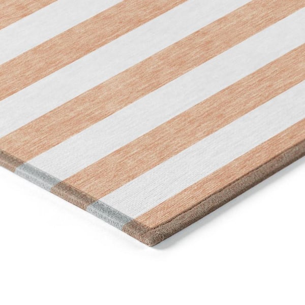 Orange 10 ft. x 14 ft. Woven Striped Polyester Rectangle Indoor/Outdoor Area Rug