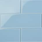Contempo Blue Gray Polished 4 in. x 12 in. x 8 mm Glass Subway Tile (15 pieces 5 sq.ft/Box)