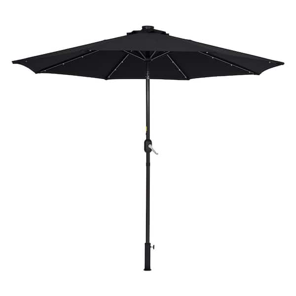 Unbranded Sturdy 9 ft. Aluminum Market Solar Patio Umbrella in Black