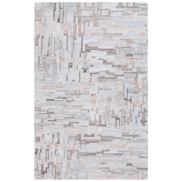 SAFAVIEH Abstract Gray/Brown 4 ft. x 6 ft. Abstract Colorblock Area Rug