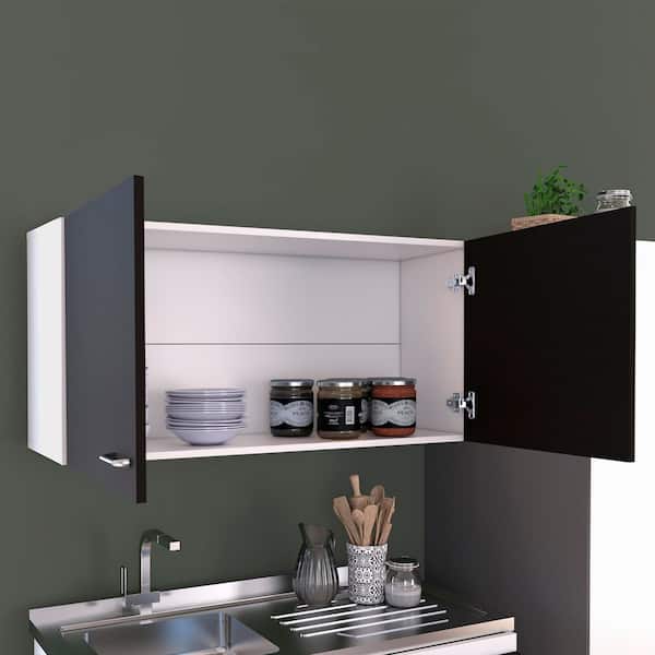 Tahanbath Napoles Wall Cabinet, Two Shelves, Double Door-Black