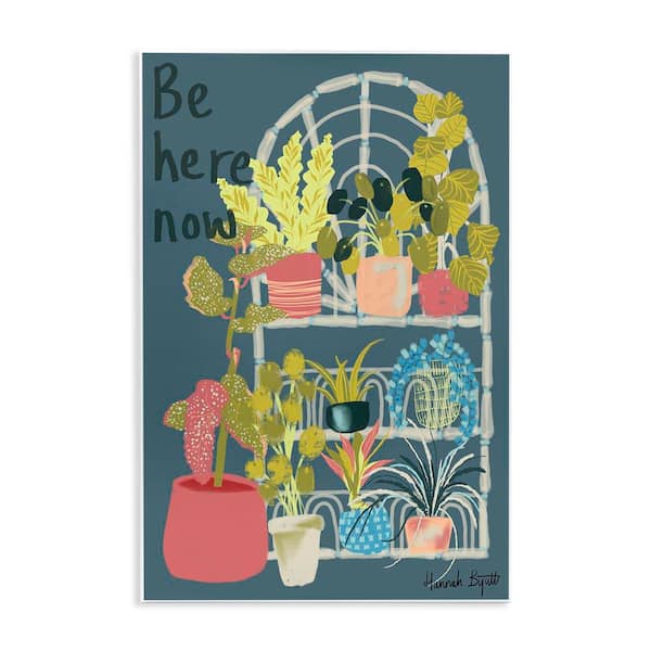 Stupell Industries Be Here Now Plant Shelf by Hannah Byatt Unframed Nature Graphic Art Print 15 in. x 10 in.