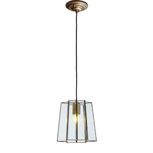 9in 1-Light Modern Mini Geometric Glass Pendant in Antique Brown Small Adjustable Chandelier for Kitchen Island
