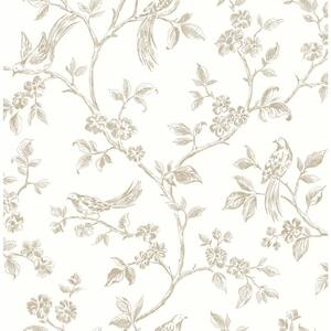 Ray Taupe Bird Trail Taupe Wallpaper Sample