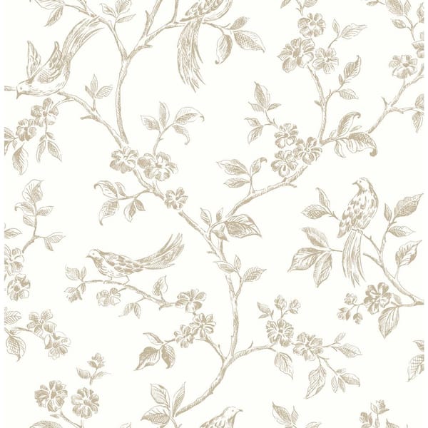 Advantage Ray Taupe Bird Trail Taupe Wallpaper Sample