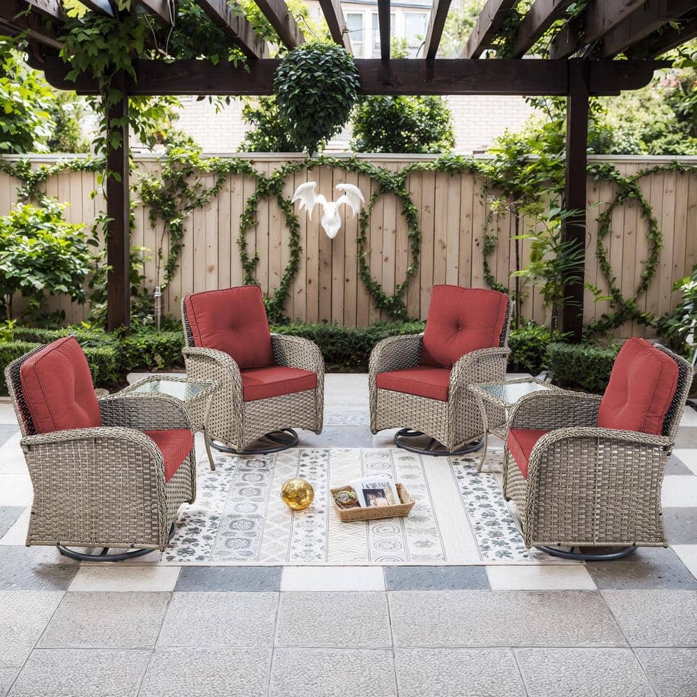 Gymojoy Carlos Gray Wicker 6-Piece Steel Patio Conversation