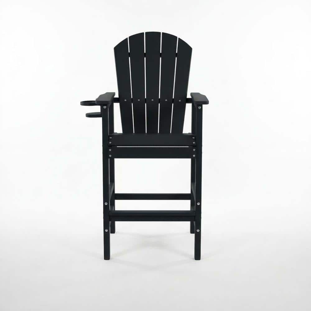 1-Piece Black HDPE Outdoor Adirondack Chair with Cup Holder price history on PriceWatchPro