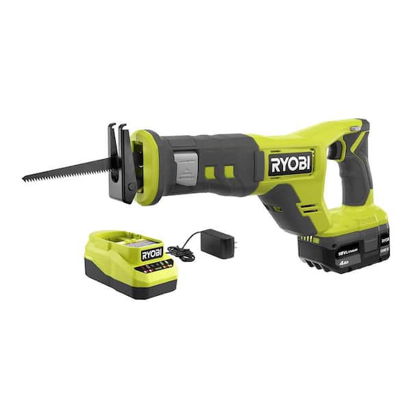 RYOBI ONE+ 18V Cordless Reciprocating Saw Kit with 4.0 Ah Battery and Charger
