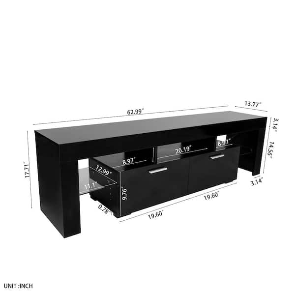 Unbranded 63 in. Black TV Stand Fits TV's up to 55 in. with LED Lights