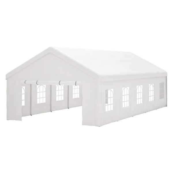 Pro Series 16 ft. x 32 ft. White Party Tent Canopy with 3 Storage Bags and Removable Sidewalls