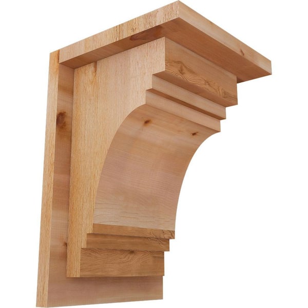 Ekena Millwork 8 in. x 8 in. x 12 in. Western Red Cedar Pescadero Rough Sawn Corbel with Backplate