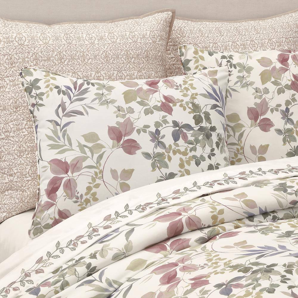 Blush Botanical Leaf Microfiber Full Comforter Set