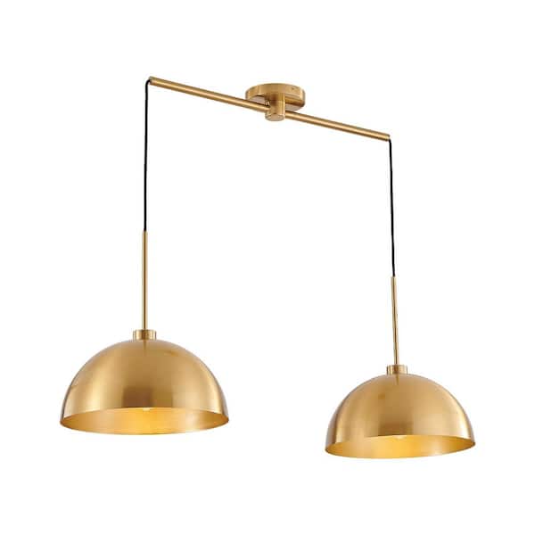 41.3 in. W 2-Light Gold Billiard Light Ceiling Hanging Lamp with Bright Finish for Dining Room, E26, No Bulbs Included