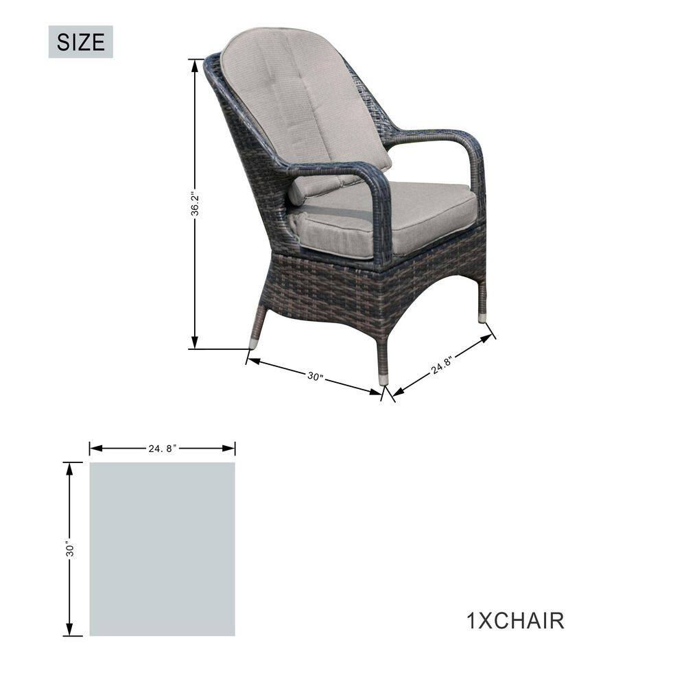 Size diagram for one wicker outdoor chair.
