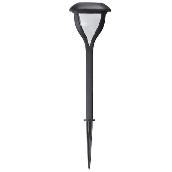 Hampton Bay Tallulah Falls Black Integrated LED Weather Resistant Outdoor Solar Path Light (4-Pack)