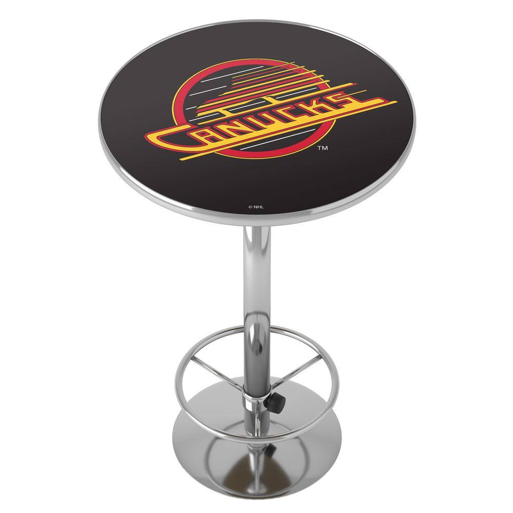 Vancouver Canucks Vintage 27 in. Chrome Round Table Top with Adjustable Foo