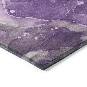 Chantille ACN522 Purple 8 ft. x 8 ft. Round Machine Washable Indoor/Outdoor Geometric Area Rug