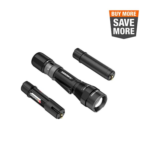 Husky 1200 Lumens Dual Power Rechargeable Focusing Flashlight with Rechargeable Battery and USB-C Cable Included HSKY1200DPFL - The Home Depot