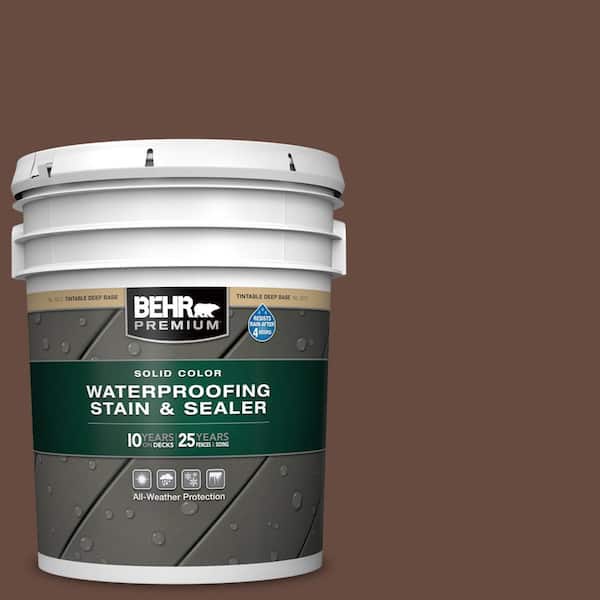 BEHR PREMIUM 5 gal. #SC-117 Russet Solid Color Waterproofing Exterior Wood Stain and Sealer