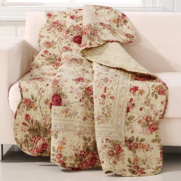 Greenland Home Fashions Antique Rose Multicolored Quilted Cotton Throw