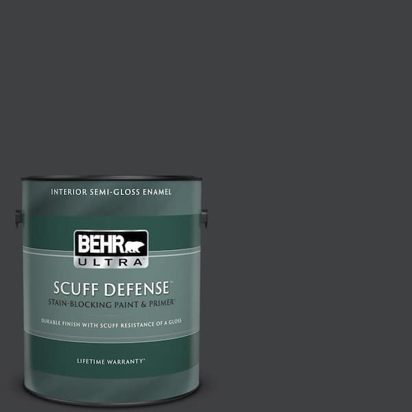 BEHR ULTRA 1 gal. Home Decorators Collection #HDC-MD-04 Totally Black Extra Durable Semi-Gloss Enamel Interior Paint & Primer