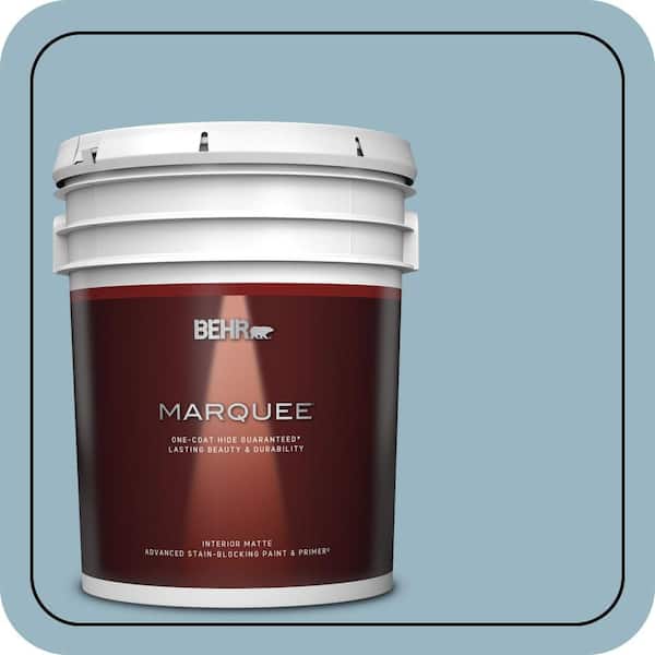 BEHR MARQUEE 5 gal. #S470-3 Peaceful Blue One-Coat Hide Matte Interior Paint & Primer