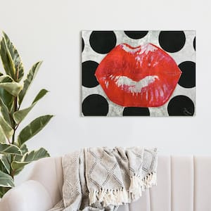 "Red Lips" Reverse Printed Tempered Glass with Silver Leaf 18 in. x 24 in. x 0.2 in.