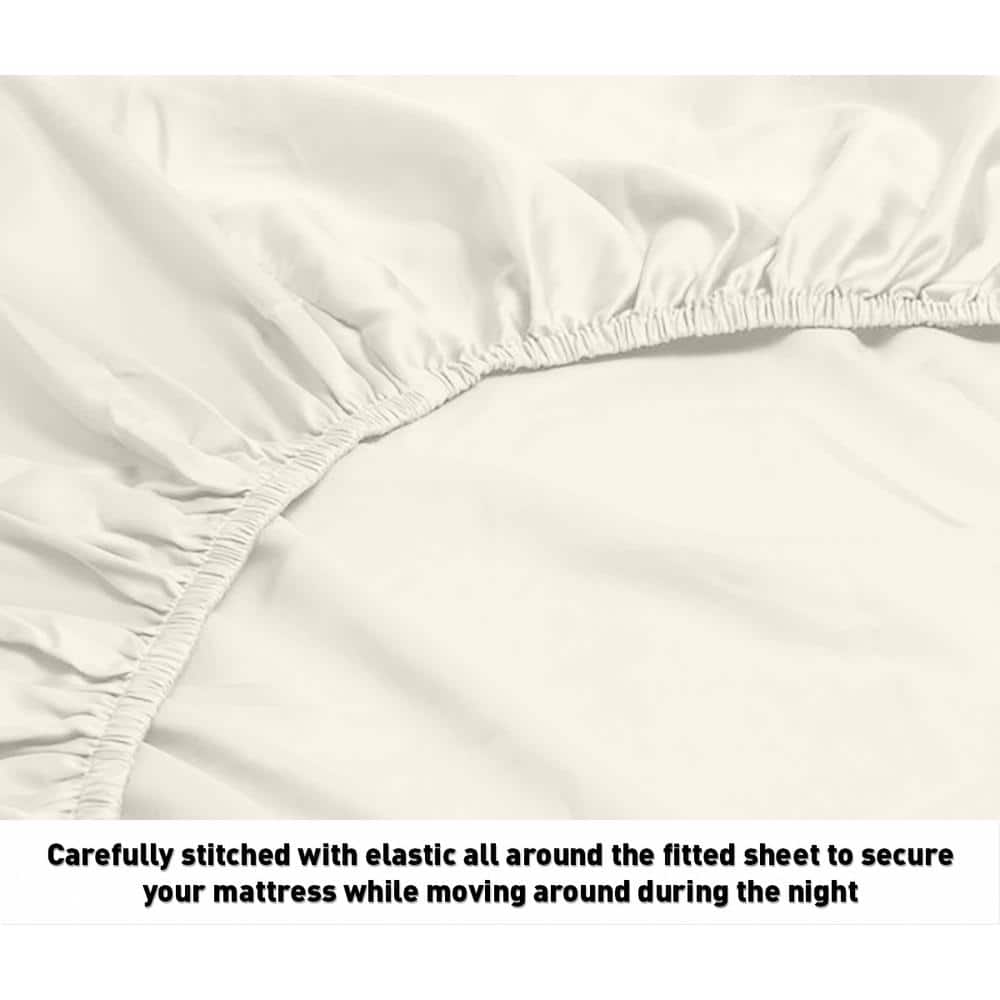 Twin XL Ivory Egyptian Cotton Deep Pocket Striped Sheet Set