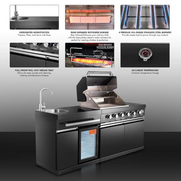 BIG HORN 4 plus 2 Burner Outdoor Propane Grill Island with